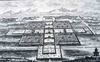 Perspektivische Ansicht des Kaiserpalastes, Peking, China, aus 