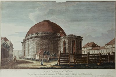 St. Hedwig, Kathedrale, Berlin (handkolorierte Gravur) von Johann Carl Wilhelm Rosenberg