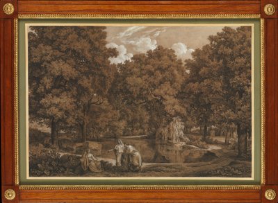 Arkadische Landschaft mit drei Figuren an einem See von Johann Christian Reinhart