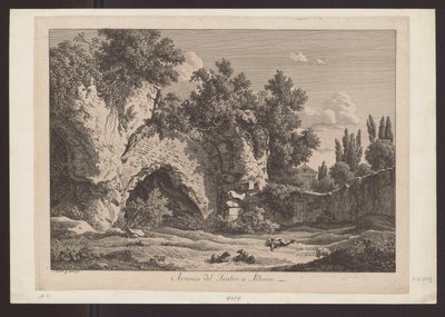 Überrest des Theaters in Albano (Hirte mit Schafen inmitten der Ruinen) von Johann Christian Reinhart