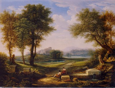 Ideallandschaft mit zwei Hirten an einer Quelle von Johann Christian Reinhart