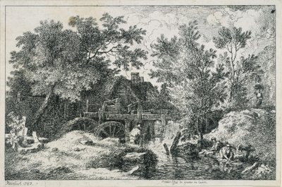 Landschaft mit Wassermühle (erster Versuch, in Kupfer zu stechen) von Johann Christian Reinhart