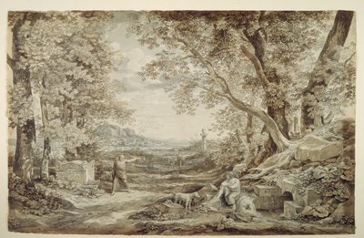 Landschaft mit antiken Denkmälern („Die Erfindung des korinthischen Kapitels“) von Johann Christian Reinhart