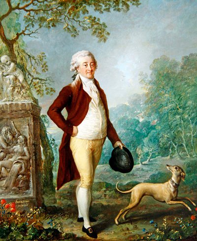 Porträt eines Gentlemans mit seinem Hund von Johann Ernst Heinsius