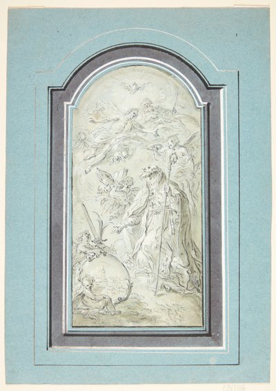 Kniender Bischof wird zum Heiligen erhoben von Johann Evangelist Holzer