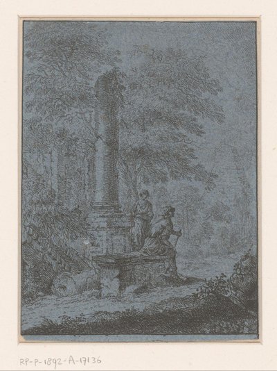 Landschaft mit Ruinen und zwei Figuren von Johann Friedrich Alexander Thiele