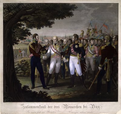 Das Treffen zwischen den Kaisern Franz I. von Österreich, Alexander I. von Russland und Friedrich Wilhelm III. von Preußen von Johann Friedrich Jügel