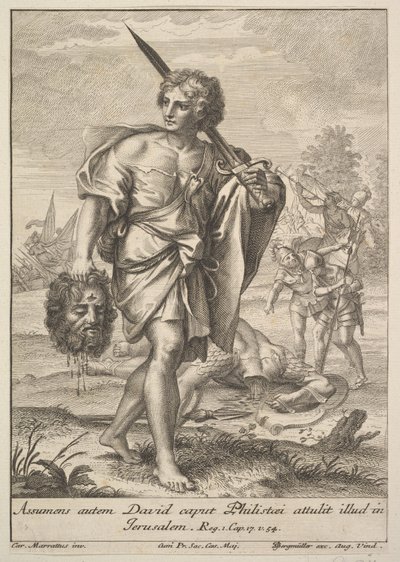 David mit dem Kopf von Goliath, 1705-62 von Johann Georg Bergmuller