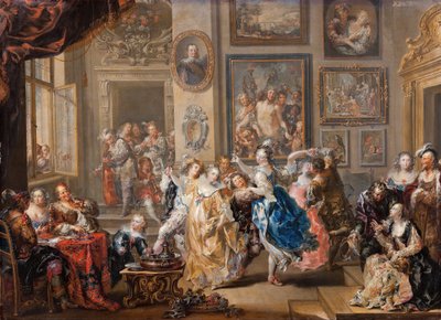Tanzszene mit Palastinterieur von Johann Georg Platzer