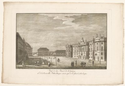 Ansicht des Bebelplatzes in Berlin mit der Alten Bibliothek und dem Alten Palais und der St.-Hedwigs-Kathedrale von Johann Georg Rosenberg
