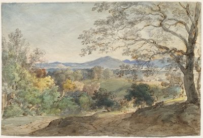 Blick über das Inntal zu den Alpen und Neubeuern von Johann Georg von Dillis