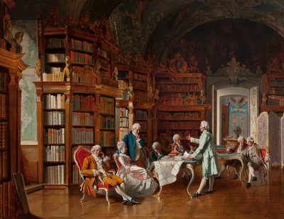 Bibliotheksszene, spätes 19. Jahrhundert von Johann Hamza