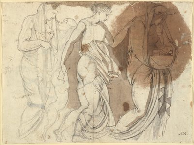 Drei Frauenfiguren, reliefartig angeordnet. Drei Horae? (B.S.) von Johann Heinrich Füssli