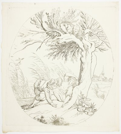 Unbeobachteter Mann, der Liebende ausspioniert von Johann Heinrich Ramberg