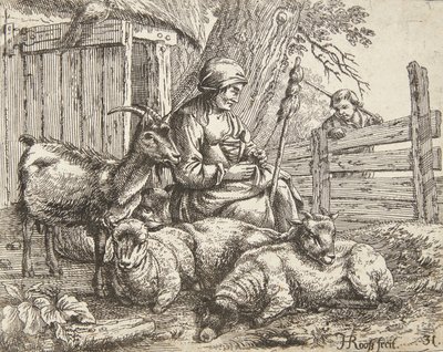 Eine Spinnerin von Johann Heinrich Roos