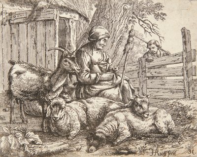 Eine Spinnerin von Johann Heinrich Roos