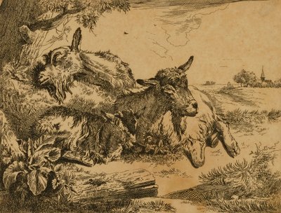 Zwei Ziegen und ein Zicklein von Johann Heinrich Roos