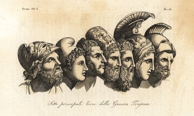 Büsten von sieben Haupthelden des Trojanischen Krieges von Johann Heinrich Wilhelm (after) Tischbein