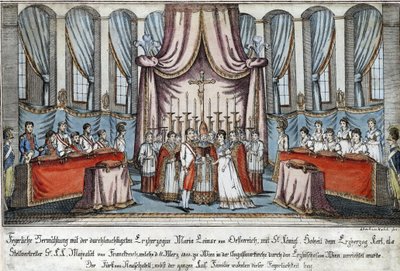 Marie-Louise heiratete Napoleon durch Stellvertreter in Wien, mit Erzherzog Karl als Stellvertreter für Napoleon von Johann Hieronymus Loeschenkohl