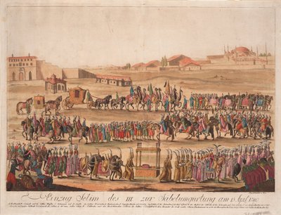 Der Einzug des Sultans Selim III zur Säbelgürtung am 13. April 1789, 1789 von Johann Hieronymus Loeschenkohl
