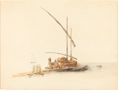 Weinfässer auf ein Segelschiff in Vevey geladen von Johann Jacob Ulrich