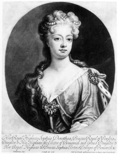 Sophia Dorothea, Königin von Preußen, graviert von John Smith, 1706 von Johann Leonhard Hirschmann