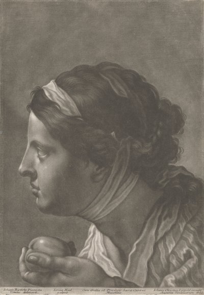 Porträt einer Frau, die Obst hält von Johann Lorenz Haid