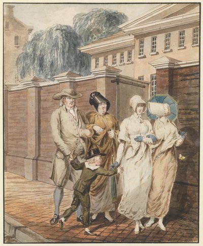 Sonntagmorgen vor dem Arch Street Meeting House, Philadelphia von Johann Ludwig (1787-1821) (attr.to) Krimmel