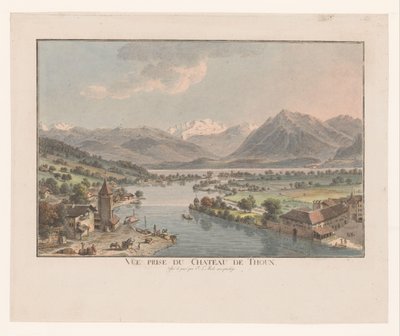 Blick auf den Thunersee vom Schloss Thun von Johann Ludwig Aberli