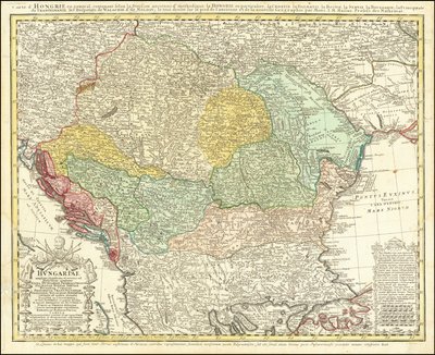 1744 Karte der Balkanhalbinsel, zentriert auf das Königreich Ungarn von Johann Matthias Hase von Johann Matthias Hase