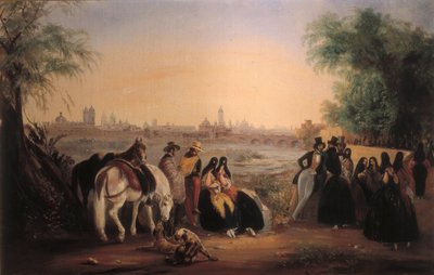 Blick auf Lima entlang des Flusses Rimac von Johann Moritz Rugendas