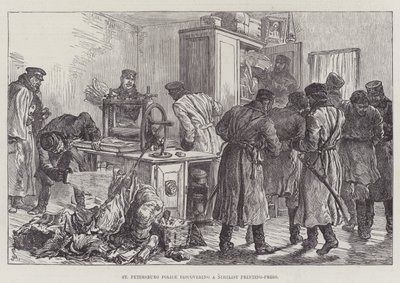 Die Polizei von St. Petersburg entdeckt eine nihilistische Druckerpresse von Johann Nepomuk Schonberg