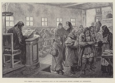 Die Hungersnot in Russland, Suppenausgabe im Alexander-Newski-Kloster, St. Petersburg von Johann Nepomuk Schonberg
