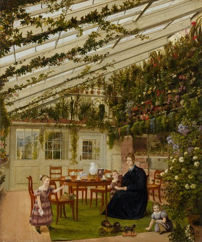 Die Familie von Herrn Westfal im Wintergarten, 1836 von Johann Philipp Eduard Gartner