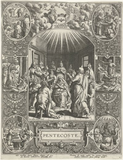 Ausgießung des Heiligen Geistes: Pfingsten (Die vier wichtigsten christlichen Feiertage) von Johann Sadeler (I)