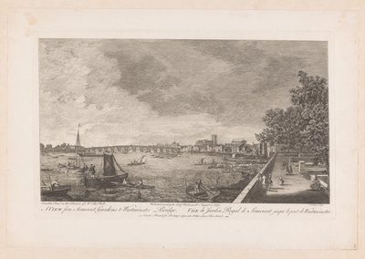 Ansicht von Somerset Gardens auf die Westminster Brücke in London von Johann Sebastian Muller
