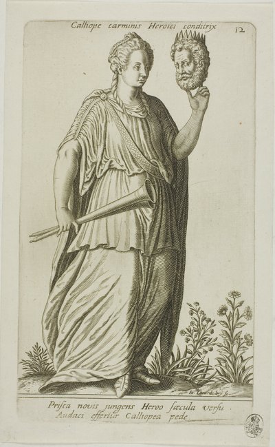 Kalliope, Muse der epischen Dichtung, Platte 12 aus Parnassus Biceps von Johann Theodor de Bry