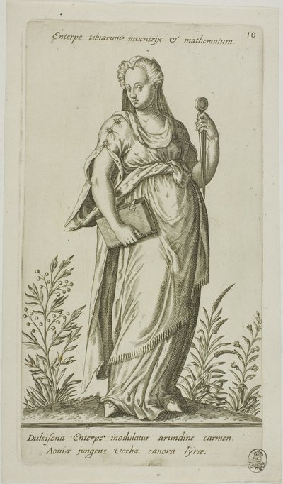 Enterpe, Muse der Musik, Tafel 10 aus Parnassus Biceps von Johann Theodor de Bry