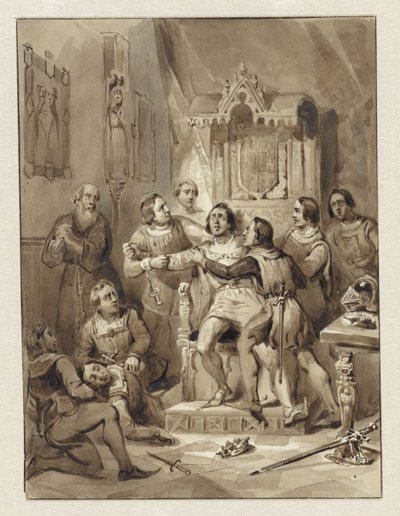 Graf Wilhelm V. wird wahnsinnig und ermordet Gerrit van Wateringen, 1357 von Johann Wilhelm Kaiser (I)
