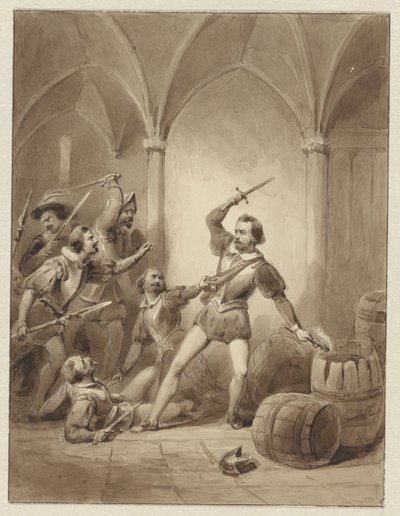 Der Tod von Herman de Ruyter in Loevesteyn, 1570 von Johann Wilhelm Kaiser (I)
