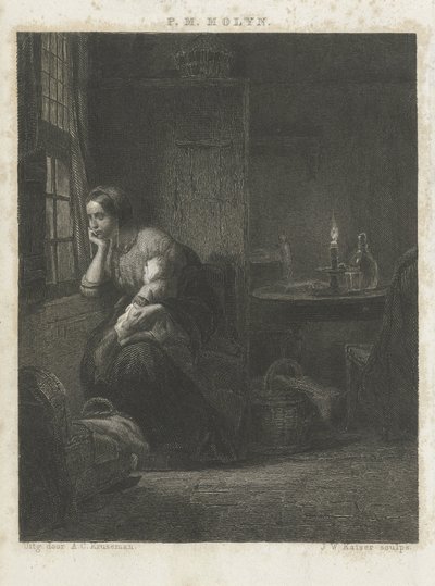 Frau mit Kind am Fenster von Johann Wilhelm Kaiser (I)