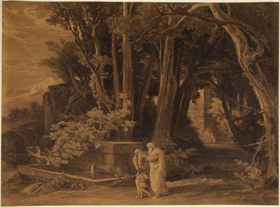 Die Austreibung der Hagar mit Ismael (1. Mose 21, 14) von Johann Wilhelm Schirmer