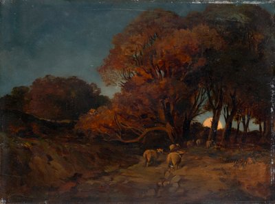 Herbstlicher Wald bei Mondschein von Johann Wilhelm Schirmer