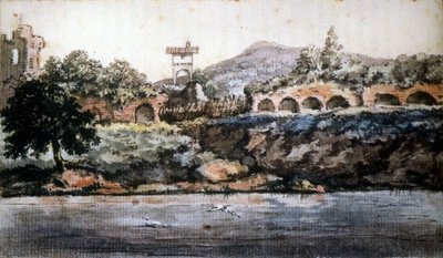 Rom - Blick auf den Tiber, Aquarell von Goethe. 19. Jahrhundert von Johann Wolfgang von Goethe