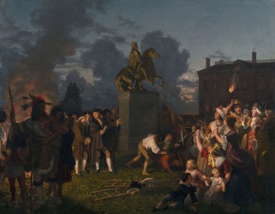 Die Statue von König George III. in N.Y.C. niederreißen von Johannes Adam Simon Oertel
