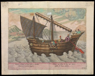 Naves et China et Java (Segelschiff von China & Java, 1599), frühes 17. Jahrhundert von Johannes Baptista van the Younger Doetechum