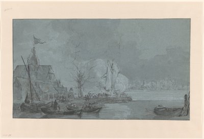 Letzter Schuss von Dordrecht auf die Franzosen in Papendrecht, 1813 von Johannes Christiaan Schotel