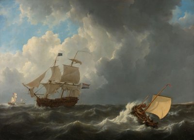 Schiffe in stürmischer See von Johannes Christiaan Schotel