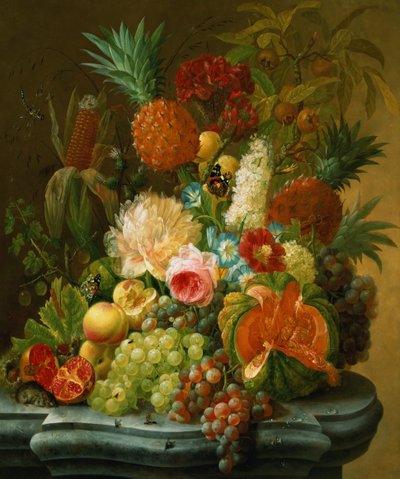 Stillleben mit einer Melone und Trauben von Johannes Hendrick Fredriks