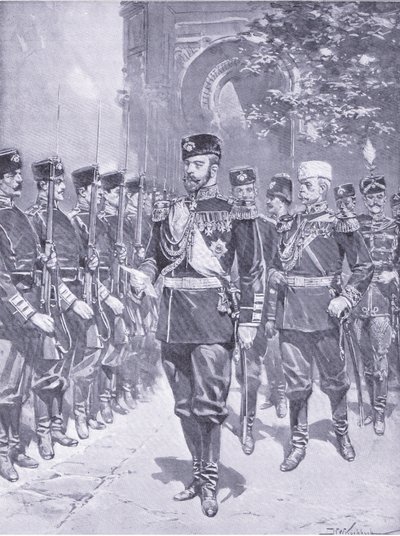 Seine Kaiserliche Majestät der Zar, Illustration aus Cassells Geschichte des Russisch-Japanischen Krieges Band 1, ca. 1900 von Johannes Hermann Barend Koekkoek
